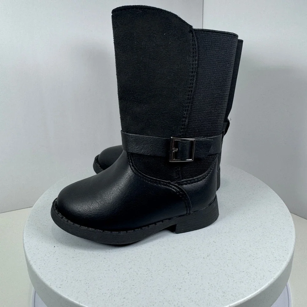 OshKosh B'gosh Girls Moto Boots Black Faux Leather Zip Size‎ 5